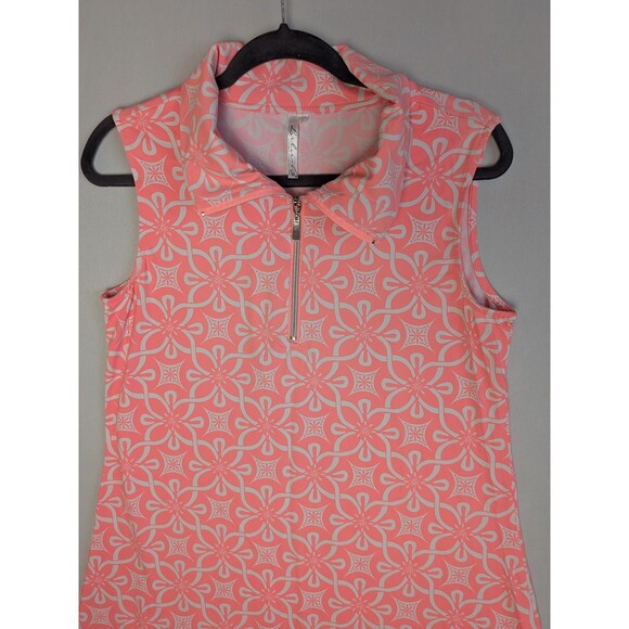 Lulu B Sleeveless Swing Dress Womens Large SPF Fabric Pink Floral Stretchy Beach - Picture 3 of 14